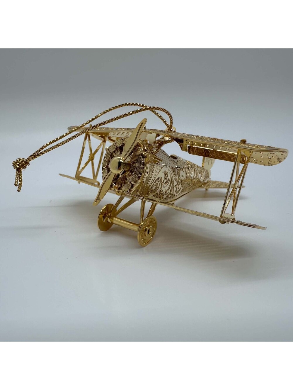 Danbury Mint 2013 Soaring Biplane Christmas Ornament 23K Gold Plated EUC